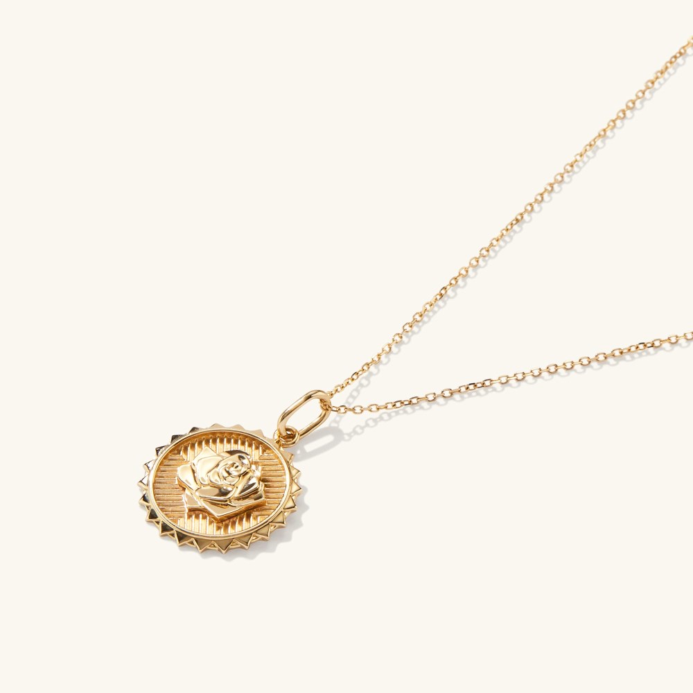 Mejuri Strength: Rose Coin Charm Pendant - 14k Yellow Gold Canada Store
