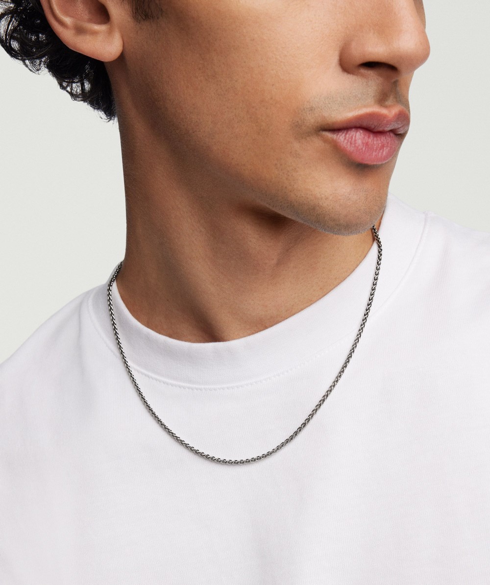 Mejuri 2.4mm Wheat Chain Necklace - Oxidized Sterling Silver Canada Store