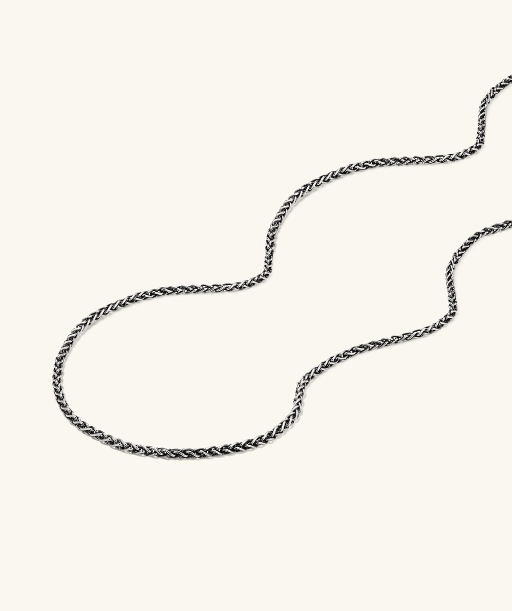 Mejuri 2.4mm Wheat Chain Necklace - Oxidized Sterling Silver Canada Store