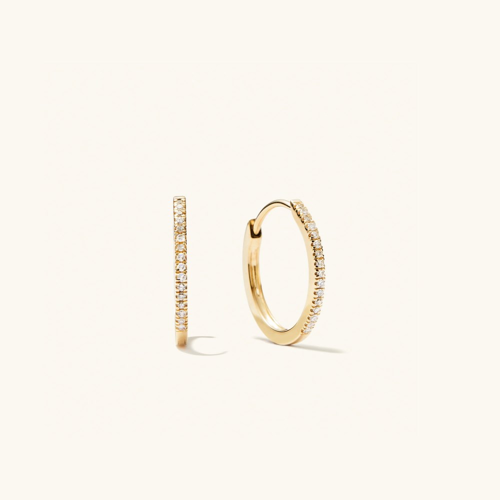 Mejuri Pavﾨﾦ Diamond Small Hoops - 14k Yellow Gold Canada Store