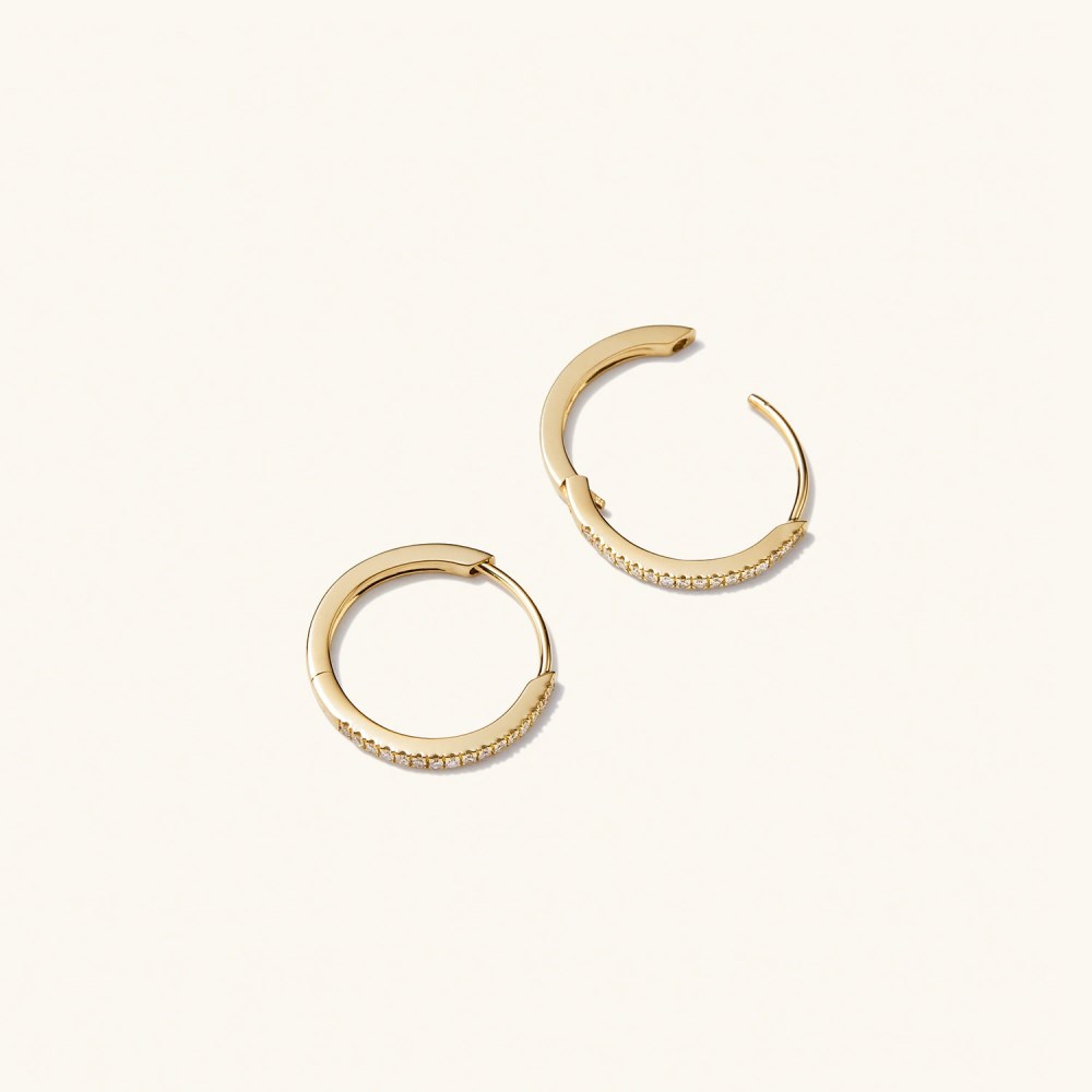 Mejuri Pavﾨﾦ Diamond Small Hoops - 14k Yellow Gold Canada Store