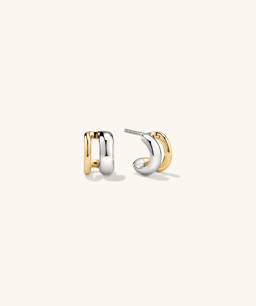 Mejuri Duet Mixed Huggie Hoops - Gold Vermeil, Sterling Silver Canada Store