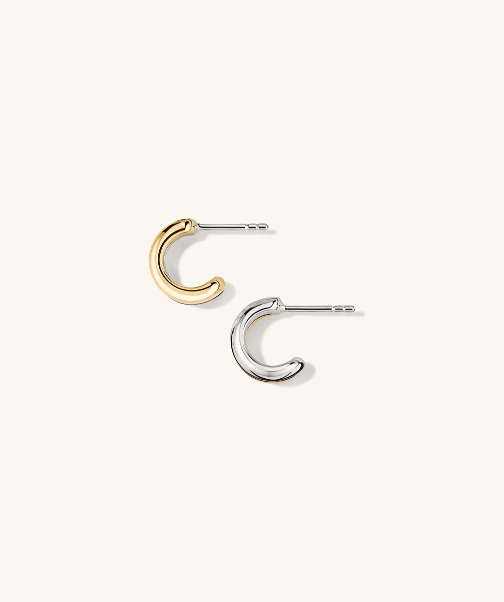Mejuri Duet Mixed Huggie Hoops - Gold Vermeil, Sterling Silver Canada Store