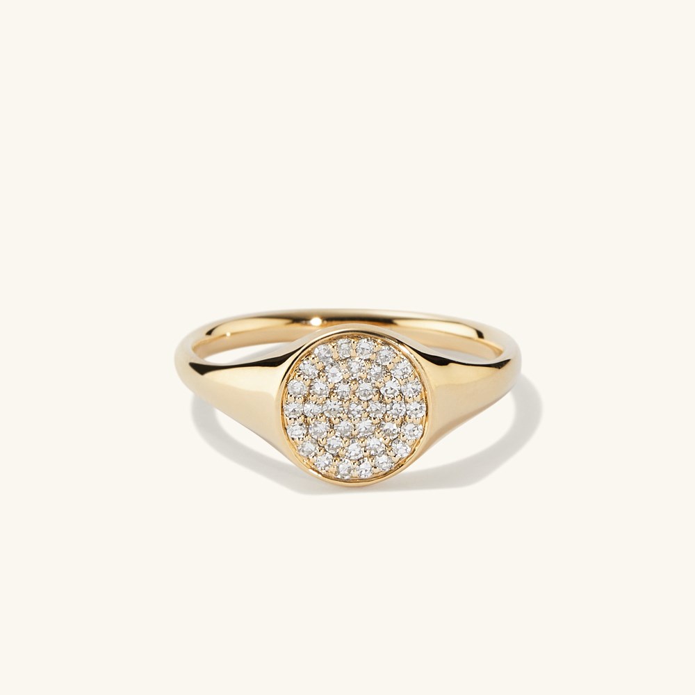 Mejuri Pavﾨﾦ Diamond Signet Pinky Ring - 14k Yellow Gold Canada Store