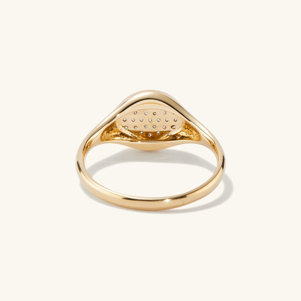 Mejuri Pavﾨﾦ Diamond Signet Pinky Ring - 14k Yellow Gold Canada Store