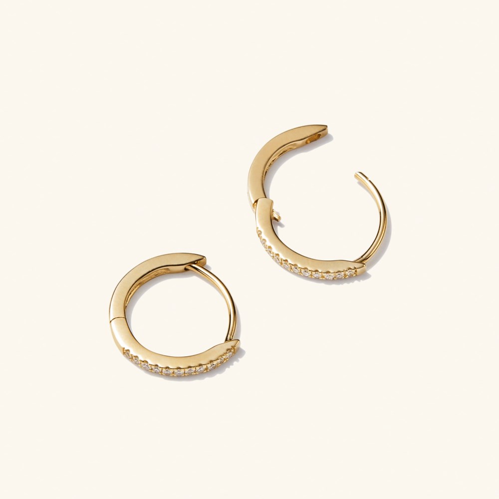 Mejuri Pavﾨﾦ Diamond Huggie Hoops - 14k Yellow Gold Canada Store