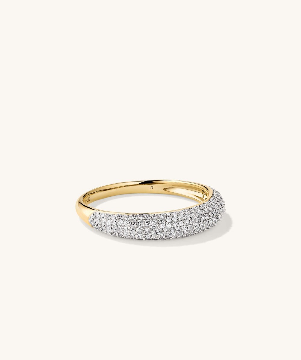 Mejuri Pavﾨﾦ Diamond Thin D?me Ring - 14k Yellow Gold Canada Store
