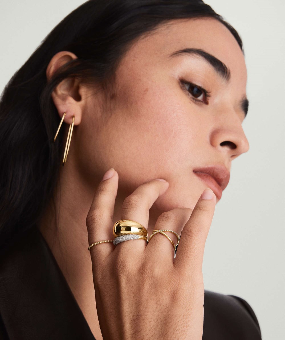 Mejuri Pavﾨﾦ Diamond Thin D?me Ring - 14k Yellow Gold Canada Store