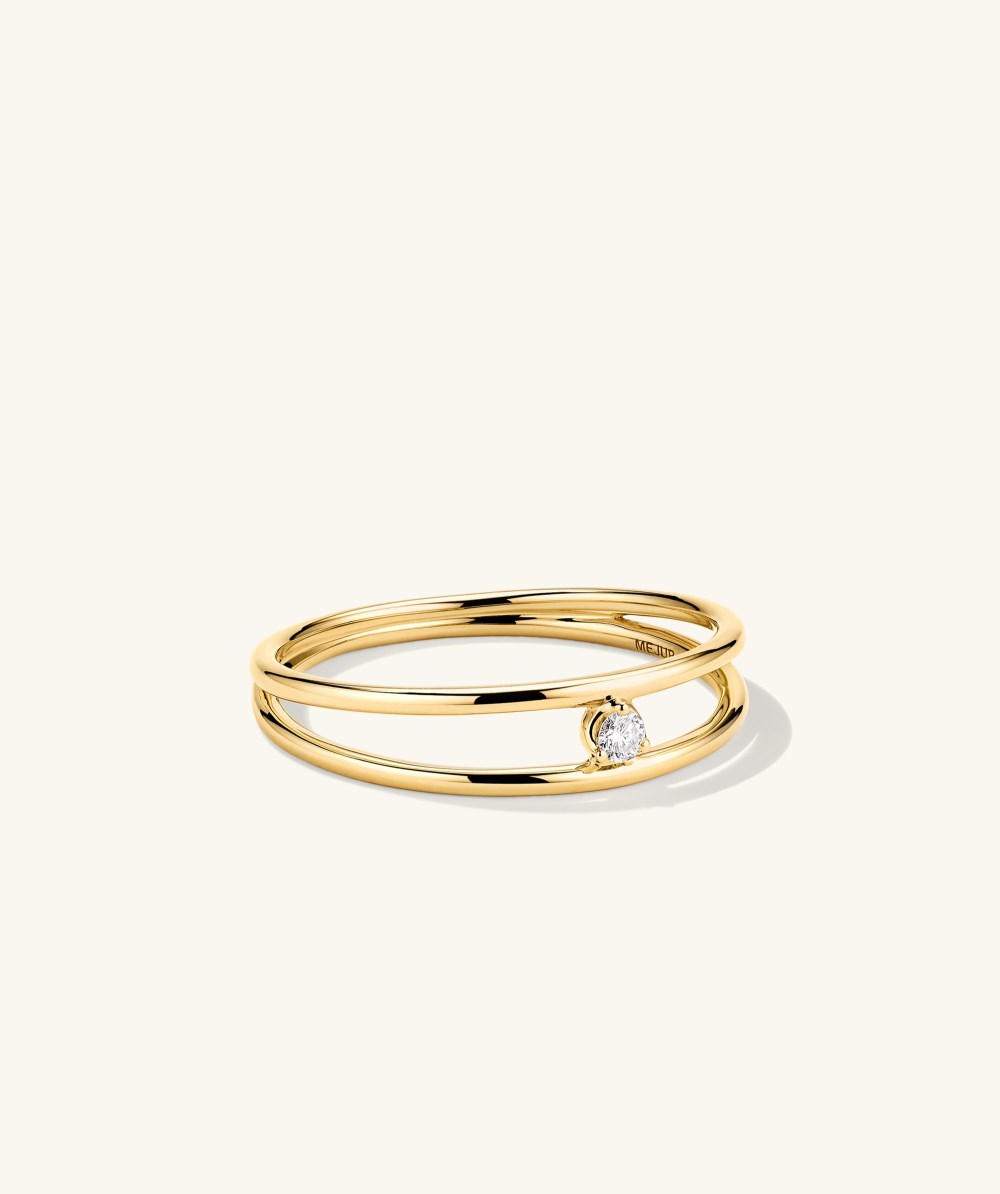 Mejuri Diamond Double Stacker Ring - 14k Yellow Gold Canada Store