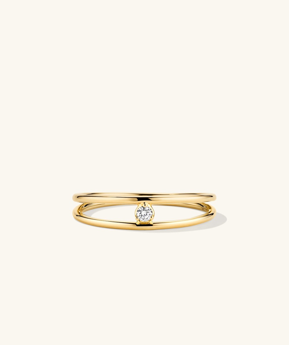 Mejuri Diamond Double Stacker Ring - 14k Yellow Gold Canada Store