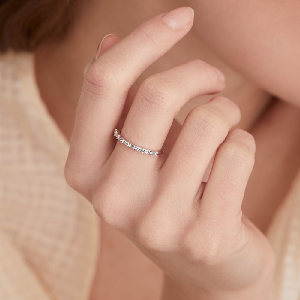Mejuri Baguette Diamond Half Eternity Band - 14k White Gold Canada Store