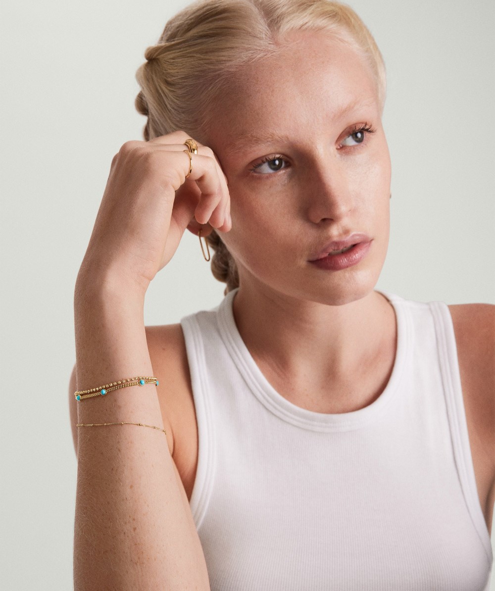 Mejuri Gemstone Curb Chain Bracelet - Gold Vermeil Canada Store